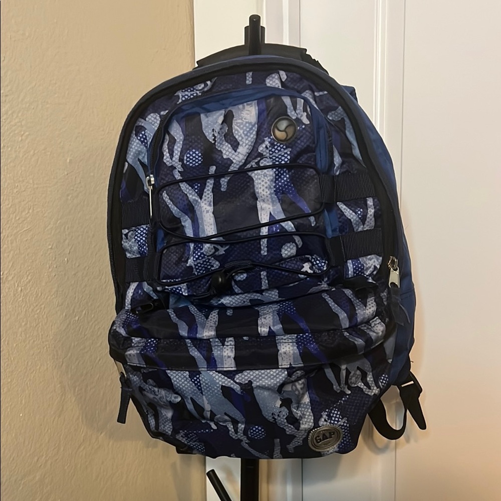 GAP Blue and Black Backpack with Geometric Design